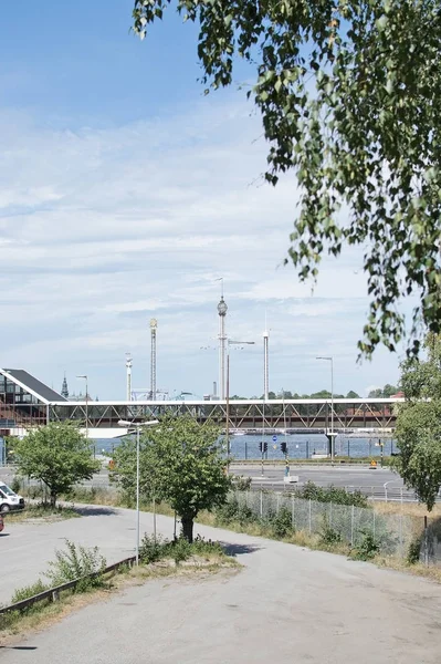 Stockholm Suède Juillet 2018 Stationnement Gravier Avec Mer Grona Lund — Photo