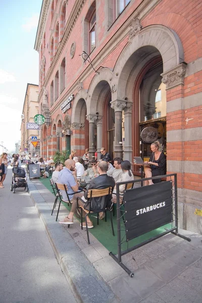 Stockholm Sveç Temmuz 2018 Starbucks Gotgatsbacken Sodermalm Temmuz 2018 Stockholm — Stok fotoğraf