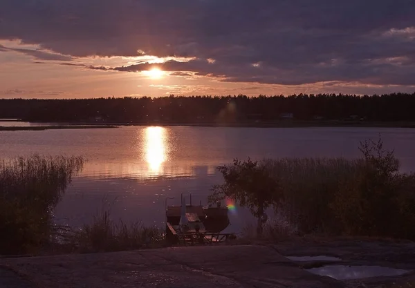 Tramonto Estivo Sul Lago Varmland Svezia Paesaggio Naturale — Foto Stock