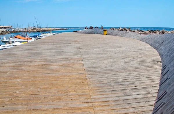 Mallorca Spanya Temmuz 2012 Ahşap Iskelesi Kavisli Can Pastilla Tekneler — Stok fotoğraf