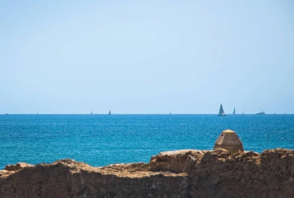 Sailboats Horizon Mallorca Spain — Stock Photo, Image