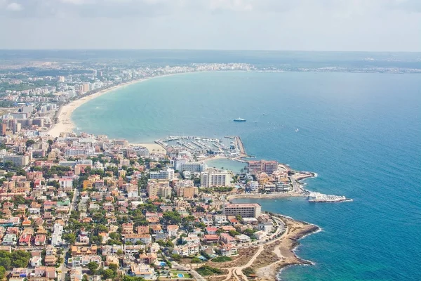 Vista Aérea Sobre Playa Palma Mediterráneo Mallorca España — Foto de Stock