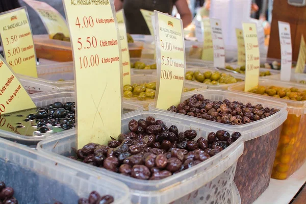 Mallorca Spagna Settembre 2018 Olive Dall Isola Nel Mercato Sineu — Foto Stock