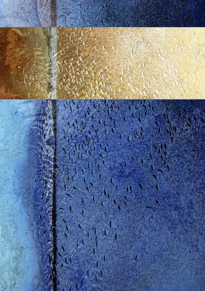 グループ圧力 依存関係の概念の抽象的な青い浅瀬コンクリート運河抽象的で同じ方向に魚が泳ぐ 黄色の無料垂直水平色線 — ストック写真