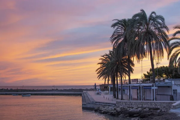 Mallorca Spagna Novembre 2018 Cieli Rosa Cipria Sul Tramonto Invernale — Foto Stock