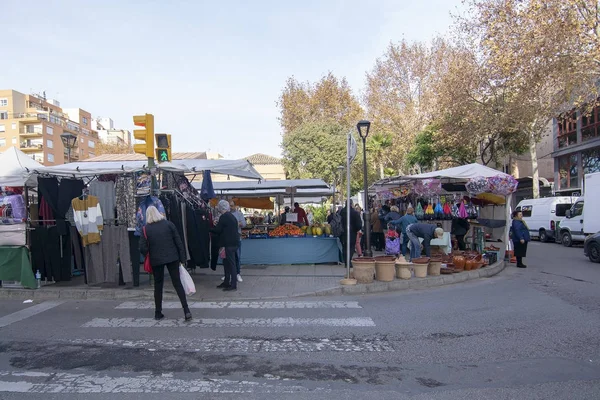 Palma Mallorca España Diciembre 2018 Pere Garau Market Vendors Buyers — Foto de Stock