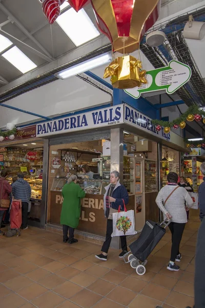 Palma Mallorca España Diciembre 2018 Pere Garau Market Vendors Buyers — Foto de Stock