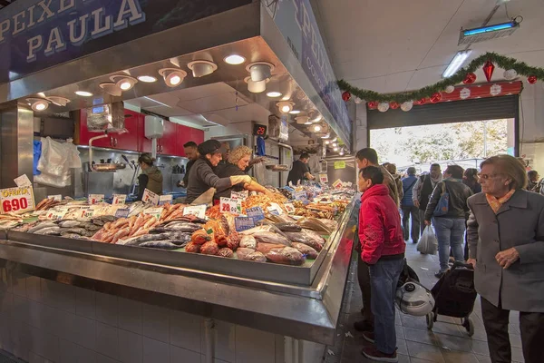 Palma Mallorca España Diciembre 2018 Pere Garau Market Vendors Buyers — Foto de Stock