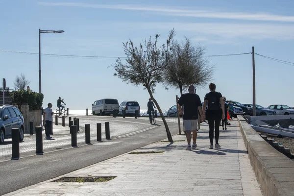 Can Pastilla Mallorca España Diciembre 2018 Bicicleta Personas Luz Del — Foto de Stock