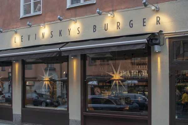 Stockholm Sveç Aralık 2018 Dış Levinsky Nın Burger Restoran Aralık — Stok fotoğraf