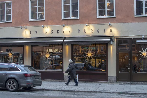 Stockholm Sveç Aralık 2018 Dış Levinsky Nın Burger Restoran Aralık — Stok fotoğraf