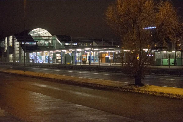 Stockholm Schweden Dezember 2018 Details Vom Tumba Bahnhof Der Nacht — Stockfoto