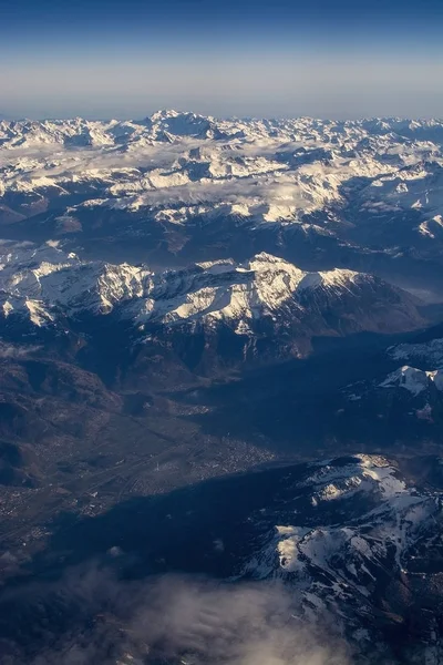 Alpes Suisses Avec Sommets Enneigés Vue Aérienne Vers Est Pendant — Photo