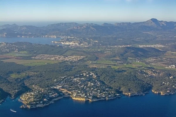 Luftutsikt Över Kustlandskapet Solig Eftermiddag Sydvästra Mallorca Spanien — Stockfoto
