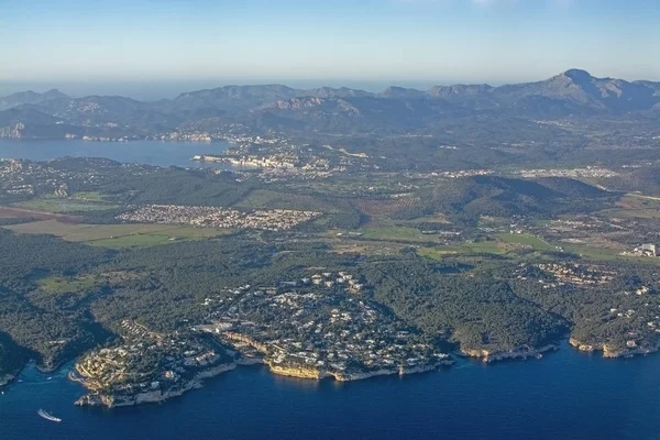 Paisagem Costeira Vista Aérea Uma Tarde Ensolarada Sudoeste Maiorca Espanha — Fotografia de Stock