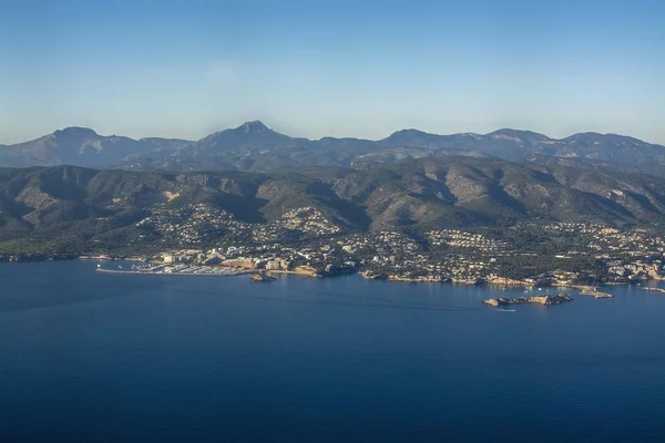 Paisagem Costeira Vista Aérea Uma Tarde Ensolarada Baía Palma Maiorca — Fotografia de Stock