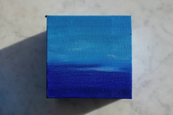 Blauwe Tinten Hemel Oceaan Abstracte Verzadigde Olieverf Textuur Achtergrond Met — Stockfoto