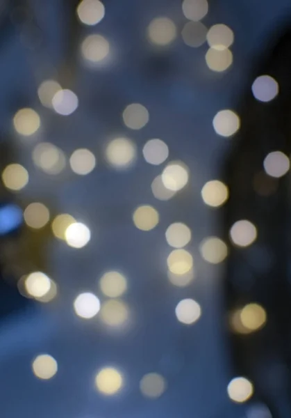 Bokeh Luces Desenfocadas Festivo Invierno Fondo Textura Color Azul — Foto de Stock