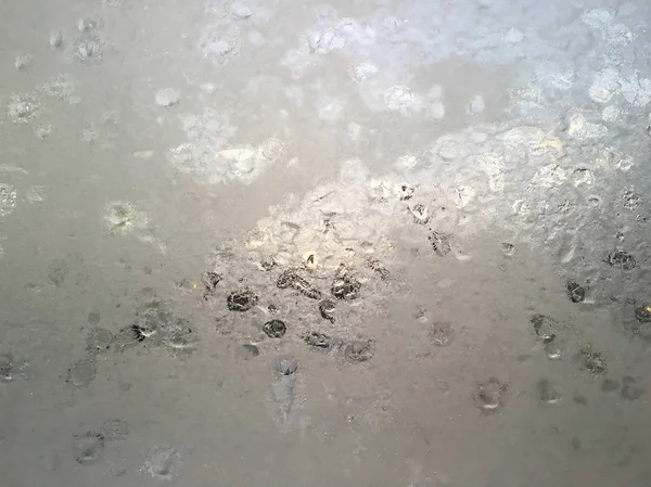 Frost Pattern Closeup Window Winter Morning Cold Climate — Stock Photo, Image