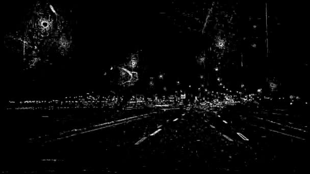 Abstracto Filtrado Sugestiva Noche Blanco Negro Clip Calle Unidad Coche — Vídeo de stock