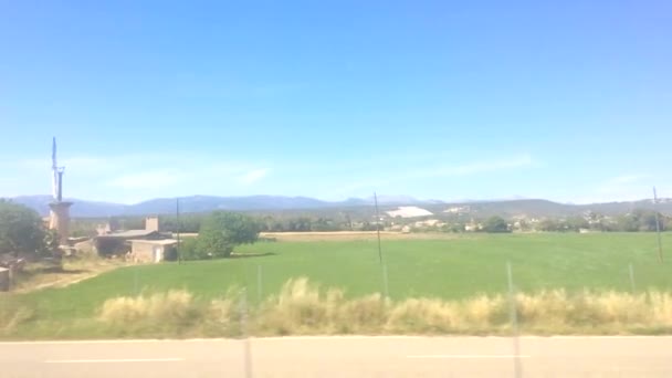 Palma Mallorca Spain May 2019 Countryside Rural Landscape Windmills Palm — Stock Video