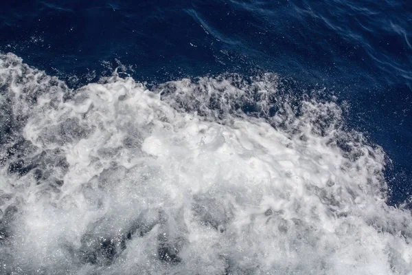White sea foam marine blue water boat wake — Stock Photo, Image