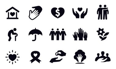 Charity simgeleri vektör tasarımı 