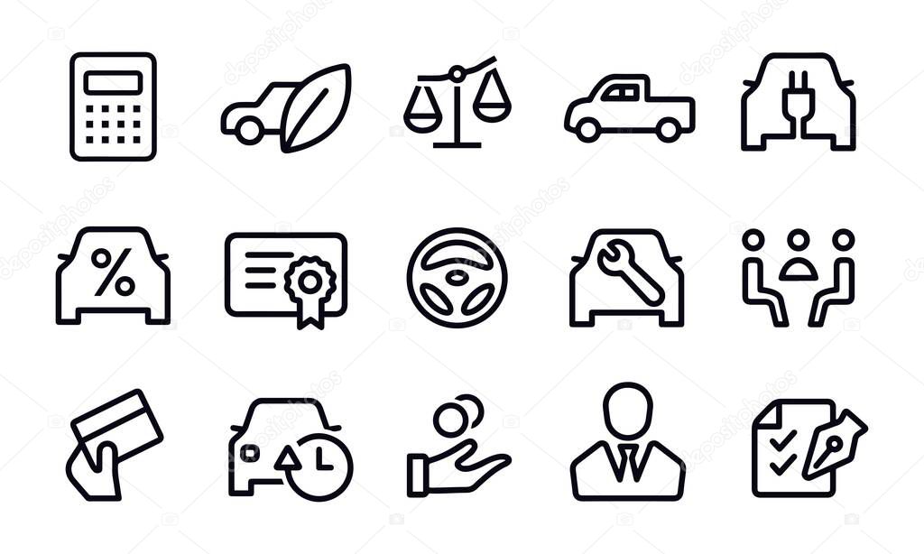 Car Dealership Icons Set