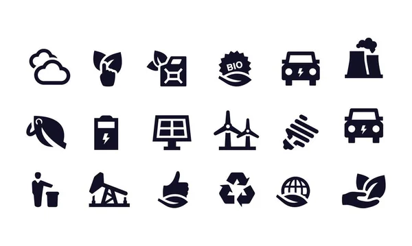 Ecología Iconos Vector Diseño — Archivo Imágenes Vectoriales