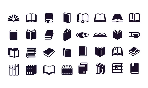 Book Icons Vector Design Black White — Διανυσματικό Αρχείο