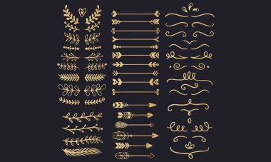 Çiçek süsleme bölücüleri el çizimi asma vektörü