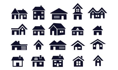 Ev simgeleri vektör tasarımını ayarla 