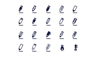 Kalem simgesi set vektör tasarımı 