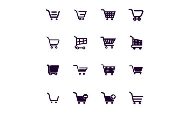 Vektör siyah alışveriş arabası simgeleri