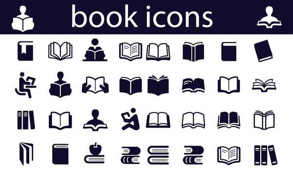  черно-белый дизайн иконок книги