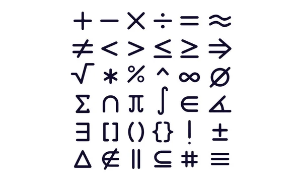 Símbolos Matemáticos Conjunto Iconos Matemáticos — Vector de stock