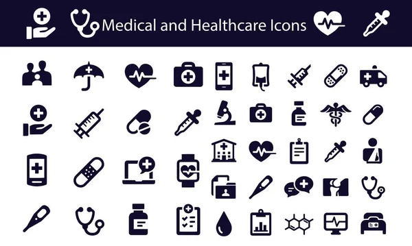 Icone Mediche Sanitarie Progettazione Vettoriale — Vettoriale Stock