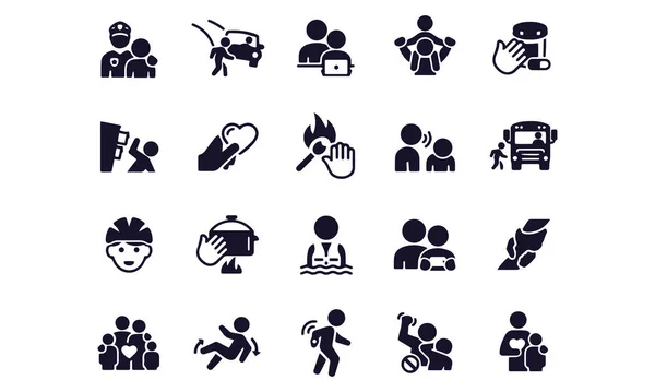 Ontwerp Van Icons Vector Voor Kinderveiligheid — Stockvector