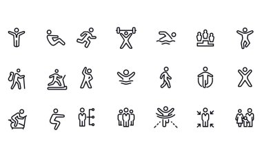  Egzersiz ve Spor simgeleri vektör tasarımı 