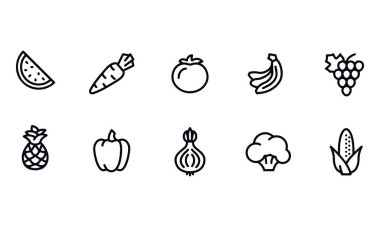  Meyve ve sebze vektör tasarımı 