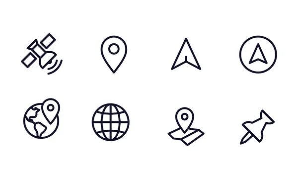 Navigation Outline Icon Set — Stock Vector