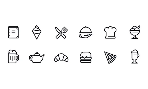 Restaurant Pixel Perfecte Iconen — Stockvector