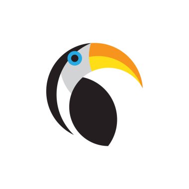 Beyaz backgro izole Toucan düz stil vektör logo şablonu