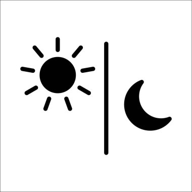 Güneş ay simgesi siyah illüstrasyon izole vektör
