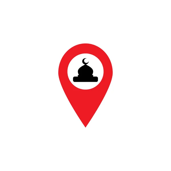 Ícone GPS check-in de Mesquita para ilustração vetorial de oração — Vetor de Stock