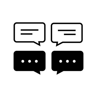 Beyaz Arka Plan Üzerine Sohbet ve Konuşma Bubble Iicons Ayarlayın.