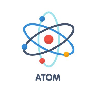 Beyaz arkaplan epinefrin üzerinde Atom Düz Simge tasarımı çizimi. 10