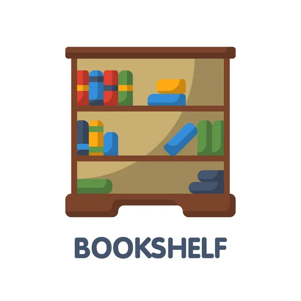Bookshelf Flat Icon Style Design Illustration White Background Eps — Stock Vector