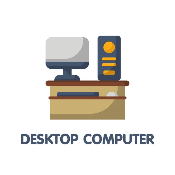 Desktop Computer Flat Icon Style Design Illustration White Background Eps — Stock Vector