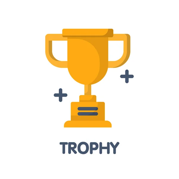 Beyaz Arkaplan Epinefrin Üzerinde Trophy Düz Simge Tasarım Çizimi — Stok Vektör